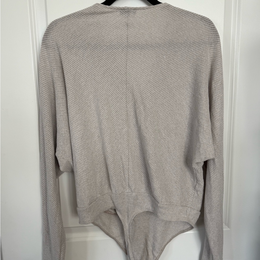 Express Light Beige Ribbed Knit Top - Picture 4 of 5